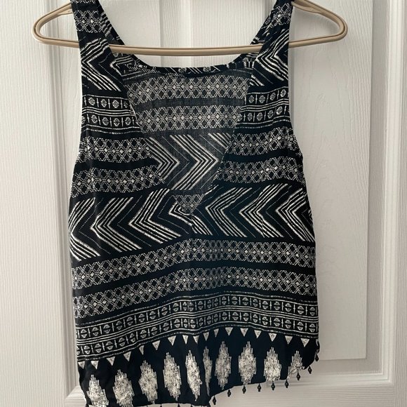 Print black and white sleeveless crop top - Picture 2 of 2